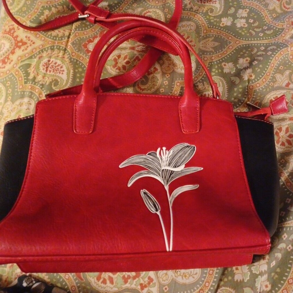 Espe red handbag shoulder bag tote purse